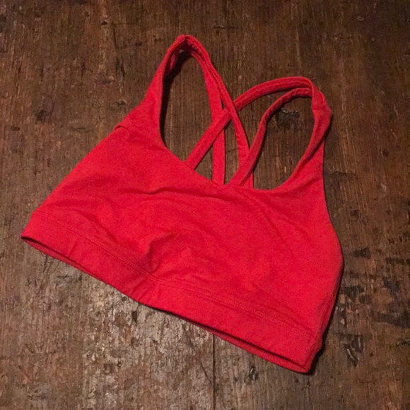 bright red sports bra
